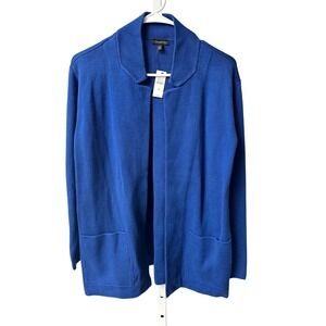 Talbots XS Blue Knit Open Front Cardigan Sweater with Pockets BNWt $159.00